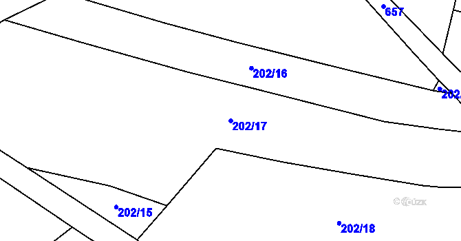 Parcela st. 202/17 v KÚ Mladeč, Katastrální mapa