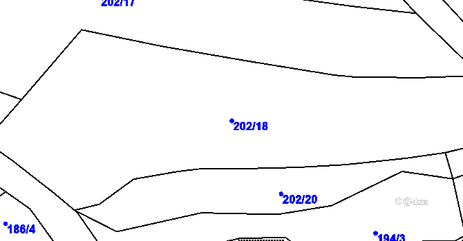Parcela st. 202/18 v KÚ Mladeč, Katastrální mapa