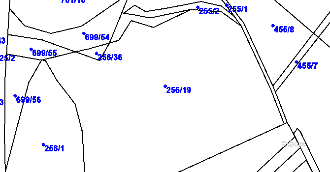 Parcela st. 256/19 v KÚ Mladeč, Katastrální mapa