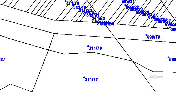 Parcela st. 311/78 v KÚ Mladeč, Katastrální mapa