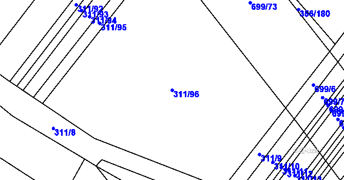 Parcela st. 311/96 v KÚ Mladeč, Katastrální mapa