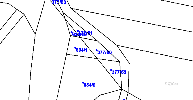 Parcela st. 377/50 v KÚ Mladeč, Katastrální mapa