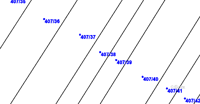 Parcela st. 407/38 v KÚ Mladeč, Katastrální mapa