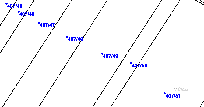 Parcela st. 407/49 v KÚ Mladeč, Katastrální mapa