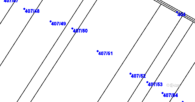 Parcela st. 407/51 v KÚ Mladeč, Katastrální mapa
