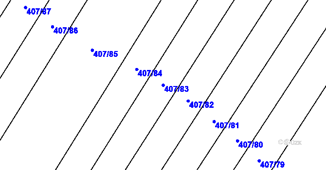 Parcela st. 407/83 v KÚ Mladeč, Katastrální mapa