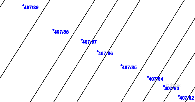 Parcela st. 407/86 v KÚ Mladeč, Katastrální mapa