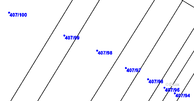 Parcela st. 407/98 v KÚ Mladeč, Katastrální mapa
