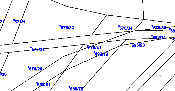 Parcela st. 576/41 v KÚ Mladeč, Katastrální mapa