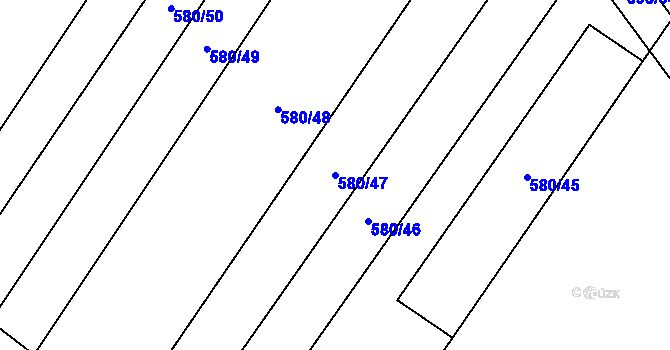 Parcela st. 580/47 v KÚ Mladeč, Katastrální mapa