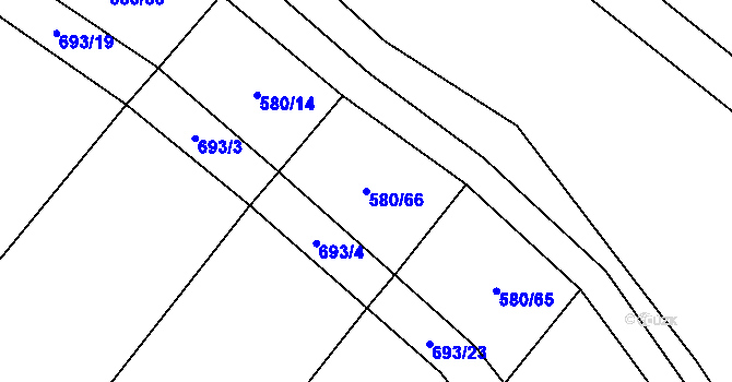 Parcela st. 580/66 v KÚ Mladeč, Katastrální mapa