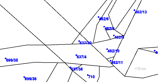 Parcela st. 637/30 v KÚ Mladeč, Katastrální mapa