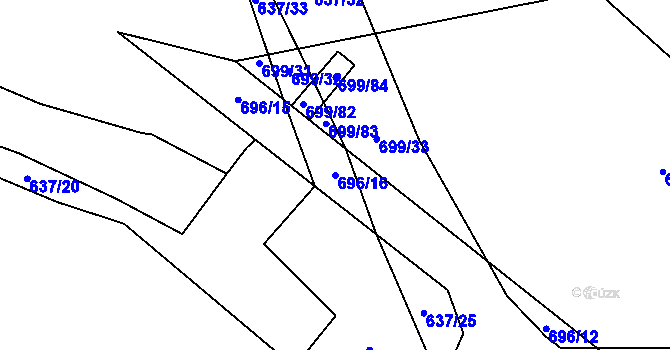 Parcela st. 696/16 v KÚ Mladeč, Katastrální mapa