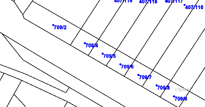 Parcela st. 709/5 v KÚ Mladeč, Katastrální mapa