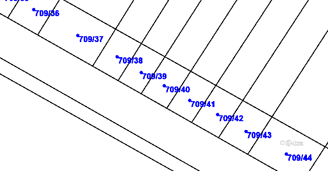 Parcela st. 709/40 v KÚ Mladeč, Katastrální mapa