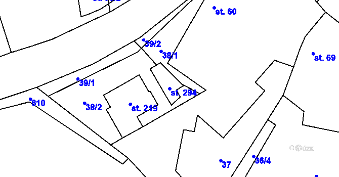 Parcela st. 294 v KÚ Mladeč, Katastrální mapa