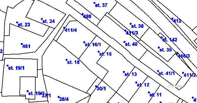 Parcela st. 15 v KÚ Sobáčov, Katastrální mapa