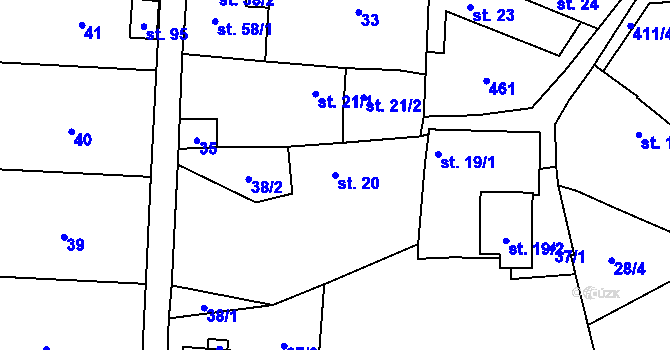 Parcela st. 20 v KÚ Sobáčov, Katastrální mapa