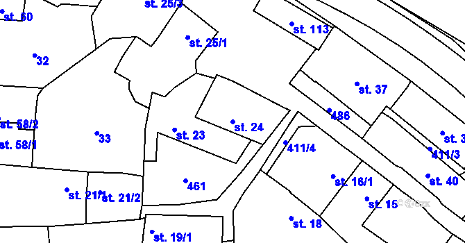 Parcela st. 24 v KÚ Sobáčov, Katastrální mapa