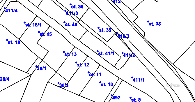 Parcela st. 41/1 v KÚ Sobáčov, Katastrální mapa