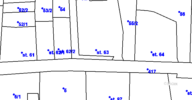 Parcela st. 63 v KÚ Sobáčov, Katastrální mapa
