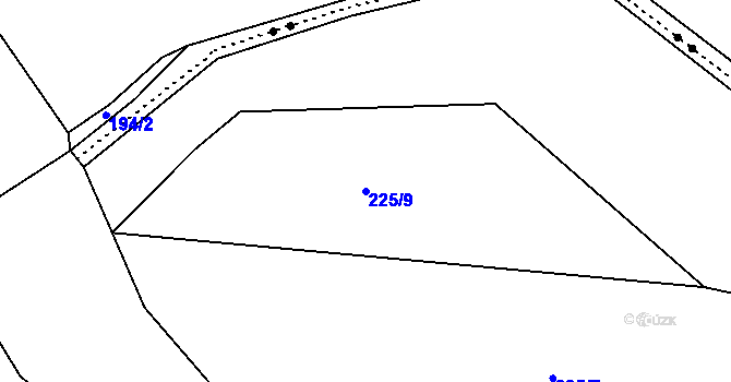 Parcela st. 225/9 v KÚ Sobáčov, Katastrální mapa