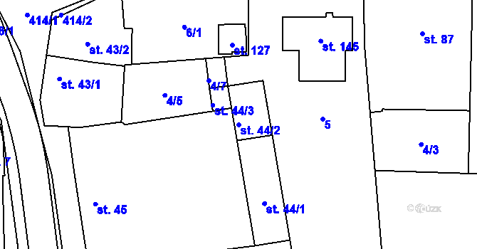 Parcela st. 44/2 v KÚ Sobáčov, Katastrální mapa