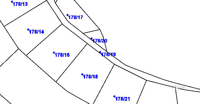 Parcela st. 178/19 v KÚ Sobáčov, Katastrální mapa