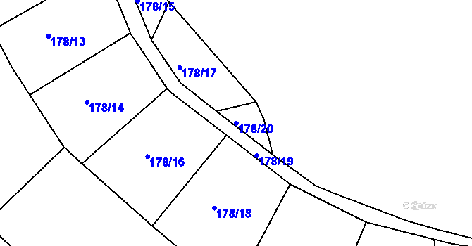 Parcela st. 178/20 v KÚ Sobáčov, Katastrální mapa