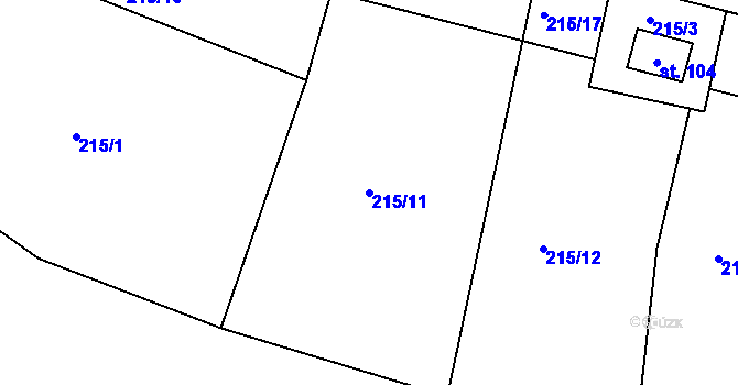 Parcela st. 215/11 v KÚ Sobáčov, Katastrální mapa