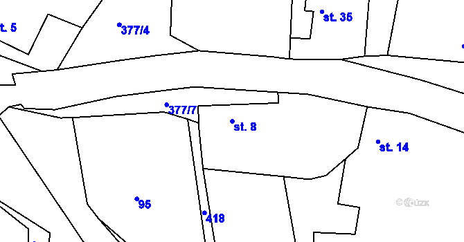 Parcela st. 8 v KÚ Hubojedy, Katastrální mapa