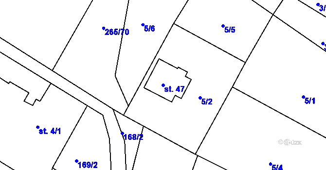 Parcela st. 47 v KÚ Hubojedy, Katastrální mapa