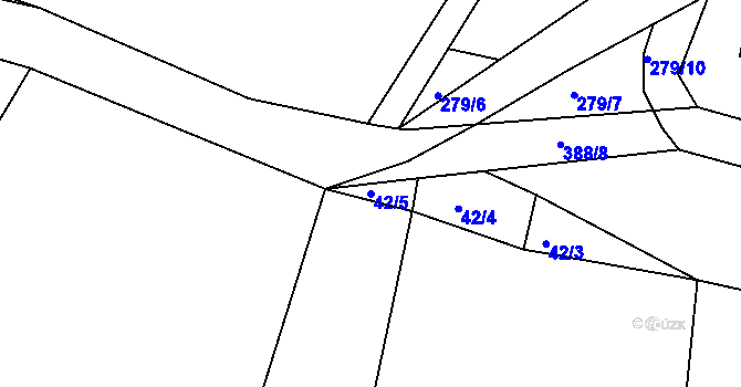 Parcela st. 42/5 v KÚ Hubojedy, Katastrální mapa