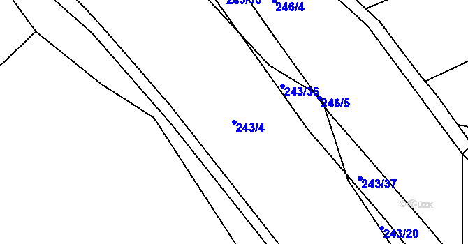 Parcela st. 243/4 v KÚ Hubojedy, Katastrální mapa