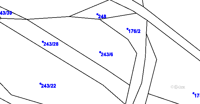 Parcela st. 243/6 v KÚ Hubojedy, Katastrální mapa