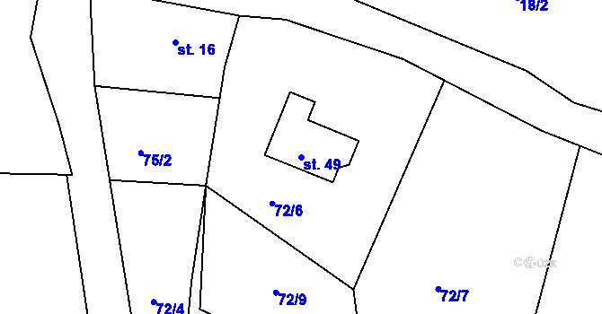 Parcela st. 49 v KÚ Hubojedy, Katastrální mapa