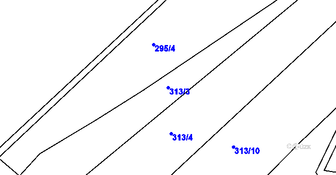Parcela st. 313/3 v KÚ Hubojedy, Katastrální mapa