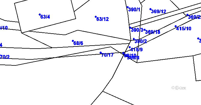 Parcela st. 70/17 v KÚ Hubojedy, Katastrální mapa