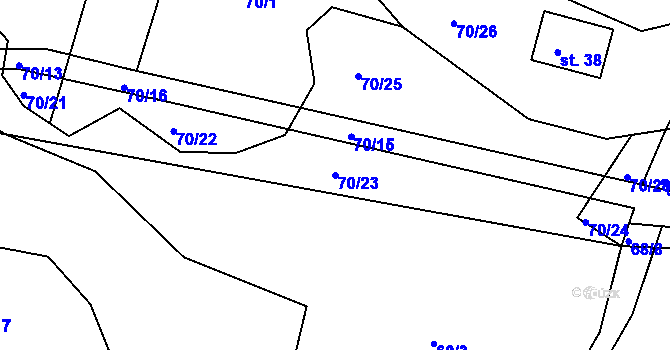 Parcela st. 70/23 v KÚ Hubojedy, Katastrální mapa