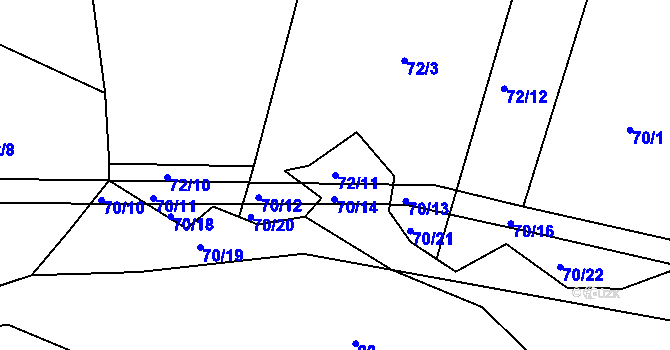 Parcela st. 72/11 v KÚ Hubojedy, Katastrální mapa