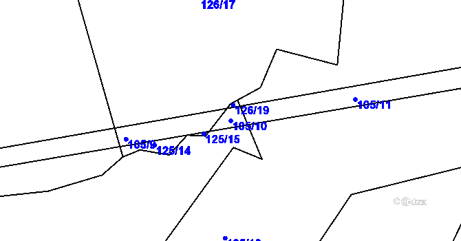 Parcela st. 105/10 v KÚ Hubojedy, Katastrální mapa