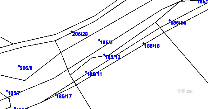 Parcela st. 185/12 v KÚ Hubojedy, Katastrální mapa