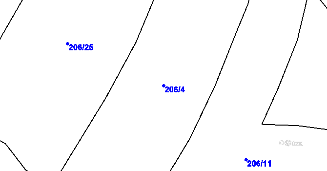 Parcela st. 206/4 v KÚ Hubojedy, Katastrální mapa