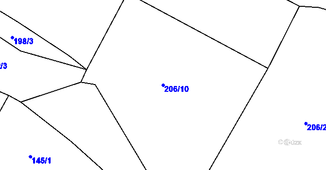 Parcela st. 206/10 v KÚ Hubojedy, Katastrální mapa
