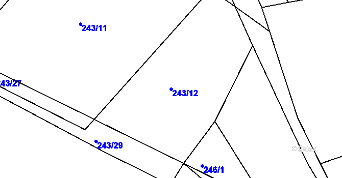 Parcela st. 243/12 v KÚ Hubojedy, Katastrální mapa