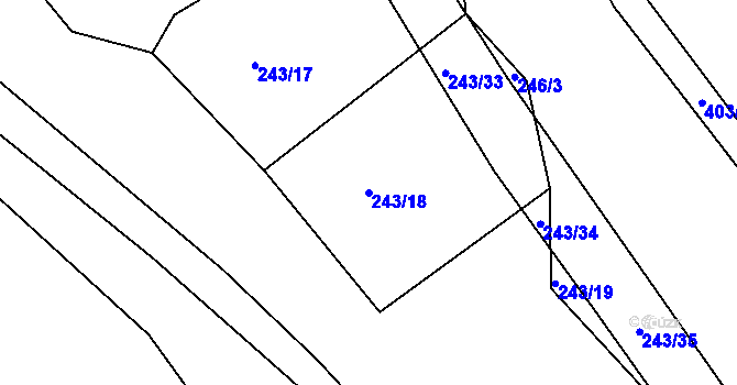Parcela st. 243/18 v KÚ Hubojedy, Katastrální mapa