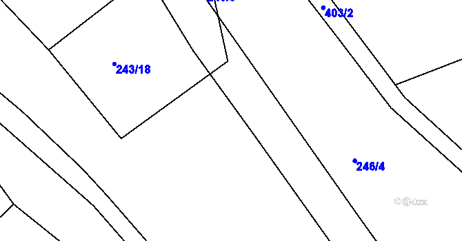 Parcela st. 243/19 v KÚ Hubojedy, Katastrální mapa