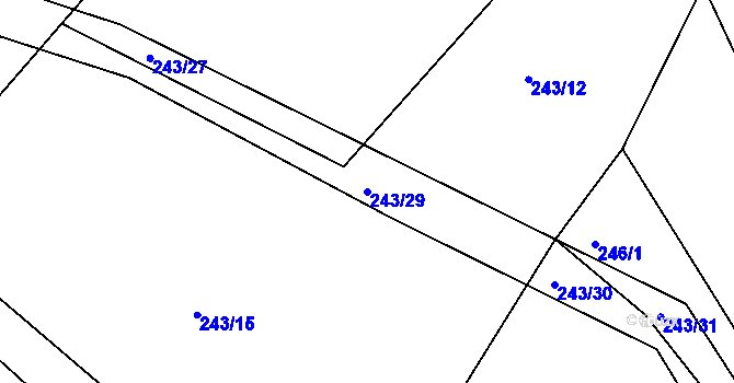 Parcela st. 243/29 v KÚ Hubojedy, Katastrální mapa