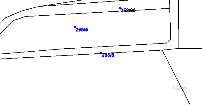 Parcela st. 265/6 v KÚ Hubojedy, Katastrální mapa