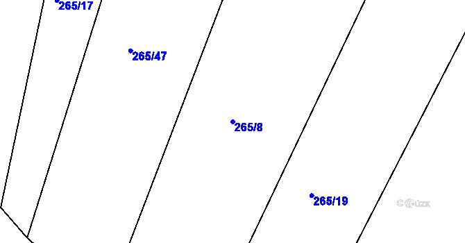 Parcela st. 265/8 v KÚ Hubojedy, Katastrální mapa
